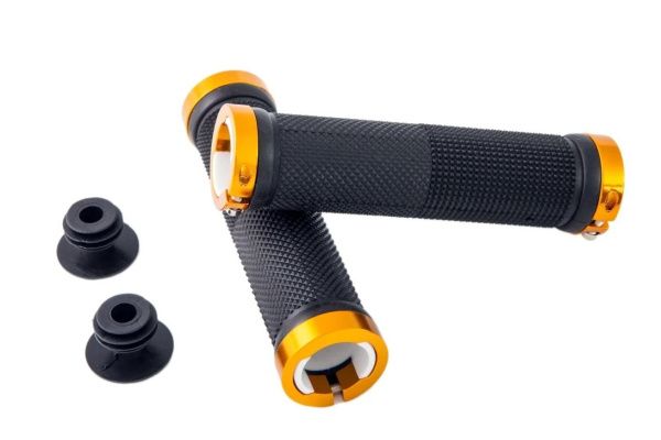 Грипсы с металлическими зажимами, длина 129мм, черные, зажим золотой, H-G 119 Black/Gold