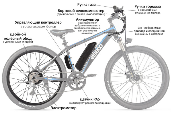 Комплект eltreco 36v 350w lcd 26" передний